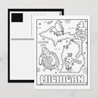 Carte Postale Michigan colorie mon collage