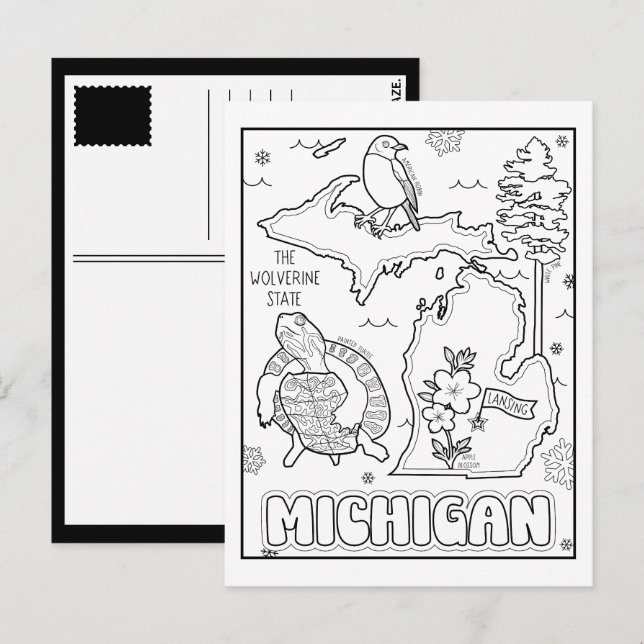 Carte Postale Michigan colorie mon collage (Devant / Derrière)