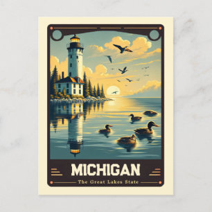 Carte Postale Michigan   Esprit patriotique Vintage