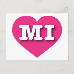 Carte Postale MIchigan Hot Pink Heart - J'aime MI