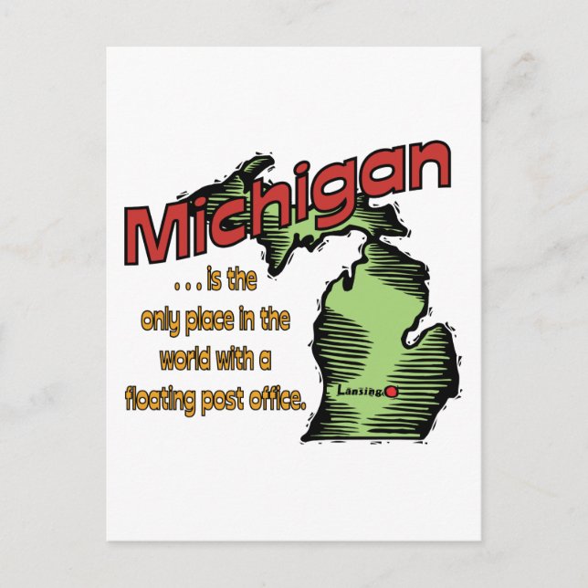 Carte Postale Michigan Motto ~ Mondes Uniquement Poste Flottante (Devant)