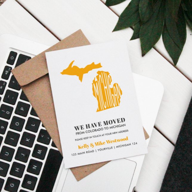 Carte Postale MICHIGAN Nous avons déplacé Nouvelle adresse Nouve (Créateur téléchargé)