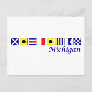 Carte Postale Michigan orthographié dans l'alphabet du drapeau n