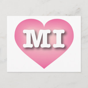 Carte Postale MIchigan Pink Fade Heart - I love MI