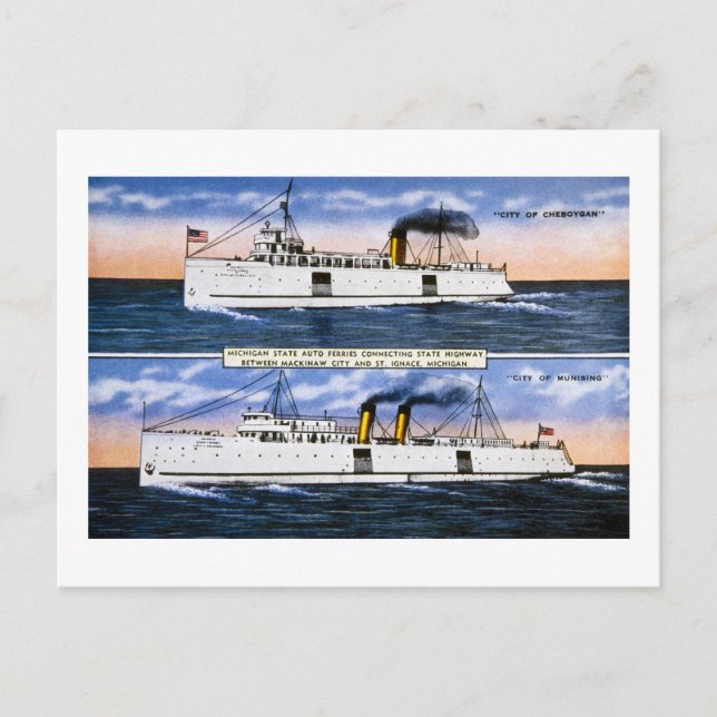 Carte Postale Michigan State Auto Ferries (Devant)