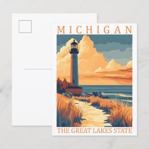 Carte Postale Michigan the Great Lakes State USA Travel Place