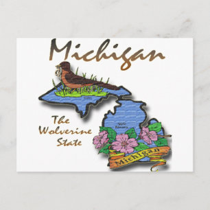 Carte Postale Michigan The Wolverine State Robin Apple