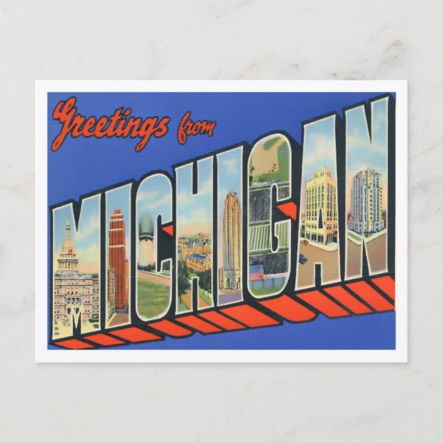 Carte postale Michigan Vintage Big Letters (Devant)