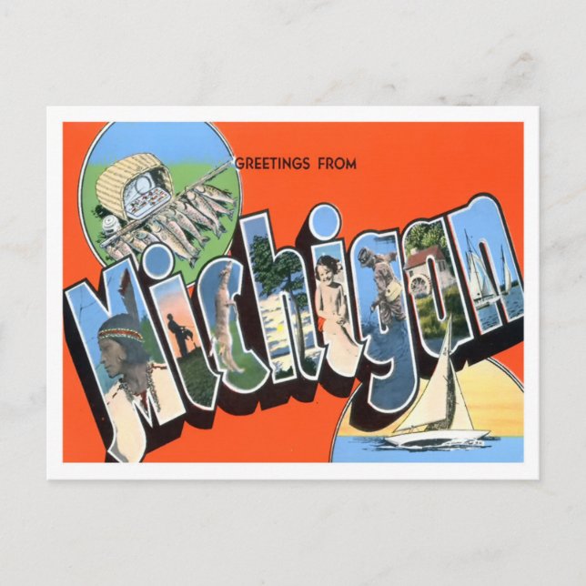 Carte postale Michigan Vintage Big Letters (Devant)