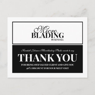 Carte Postale Microblading Noir Blanc Merci Client Remise