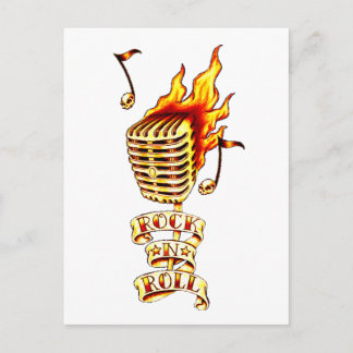 Carte Postale Microphone en feu