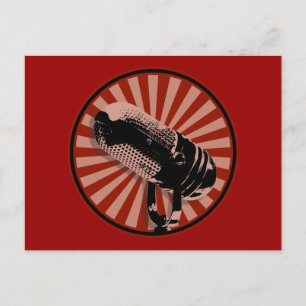 Carte Postale Microphone rétro en rouge