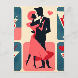 Carte Postale Mid Century moderne Valentine Dancing Couple