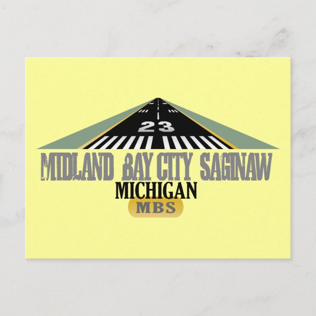Carte Postale Midland Bay City Saginaw MI - Aéroport (Devant)