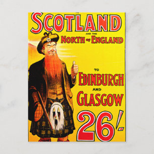 Carte Postale Midland Railway Scotland Bagpipe Kilt Travel Art