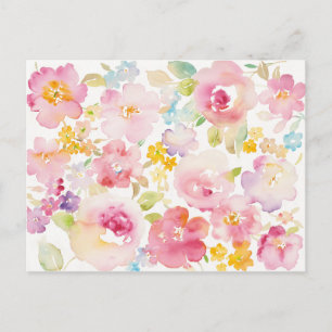 Carte Postale Midsummer Watercolor Pink Floral