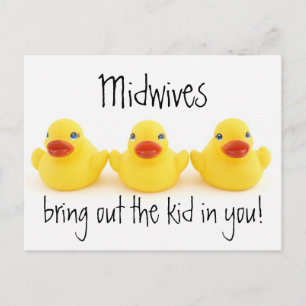 Carte Postale Midwives Enfants et canards jaunes en caoutchouc