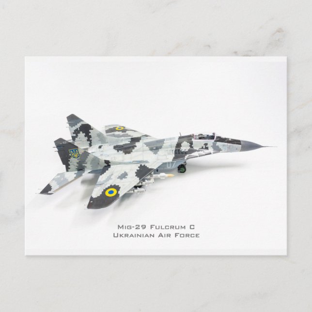 Carte Postale Mig-29 Fulcrum C, Armée de l'air ukrainienne (Devant)