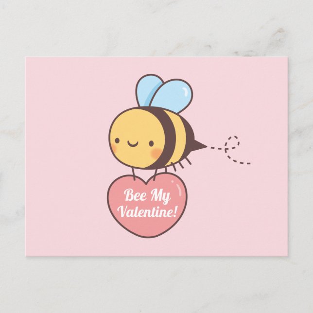 Carte Postale Mignon Abeille Mon Valentin Pun Doodle (Devant)