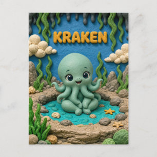 Carte Postale Mignon bébé kraken, mythique