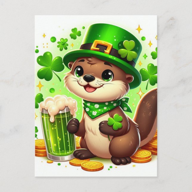 Carte Postale Mignon Bière Verte de la Saint-Patrick de Loutre (Devant)