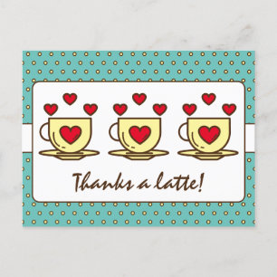 Carte Postale Mignon Bleu Turquoise Merci Beaucoup Café Merci