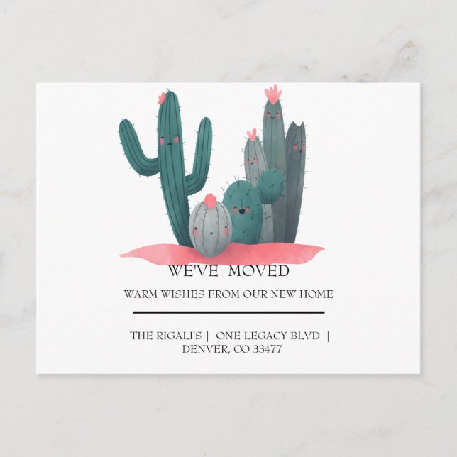 Carte Postale mignon Cactus déménagement à domicile (Devant)