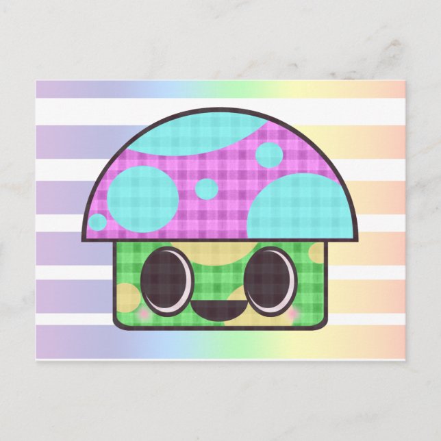 CARTE POSTALE MIGNON CHAMPIGNON GINGHAM PATCHWORK CARREAUX (Devant)