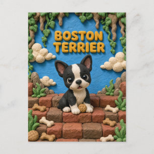 Carte Postale Mignon chiot Boston Terrier, bébé chien