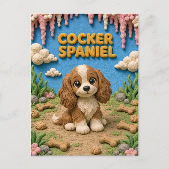 Carte Postale Mignon chiot Cocker Spaniel, bébé chien (Devant)