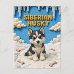 Carte Postale Mignon chiot husky sibérien, bébé chien