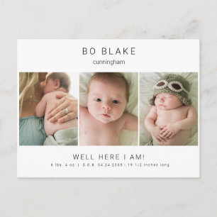 Carte Postale Mignon Collage Photo Neutral Baby Birth II Annonce