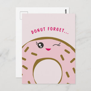 Carte Postale Mignon Donut Oubliez que vous êtes doux Kawaii Ill