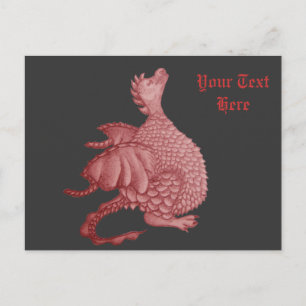Carte Postale mignon dragon rouge mythique et imaginaire créatur