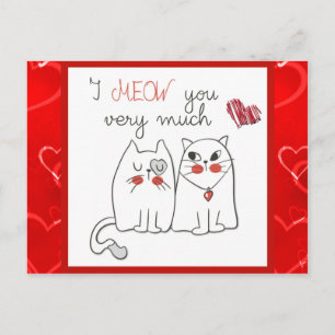 Carte Postale Mignon drôle de chat de dessin animé d'amour
