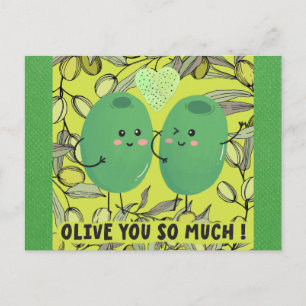 Carte Postale Mignon Drôle Olive Vous Je T'aime