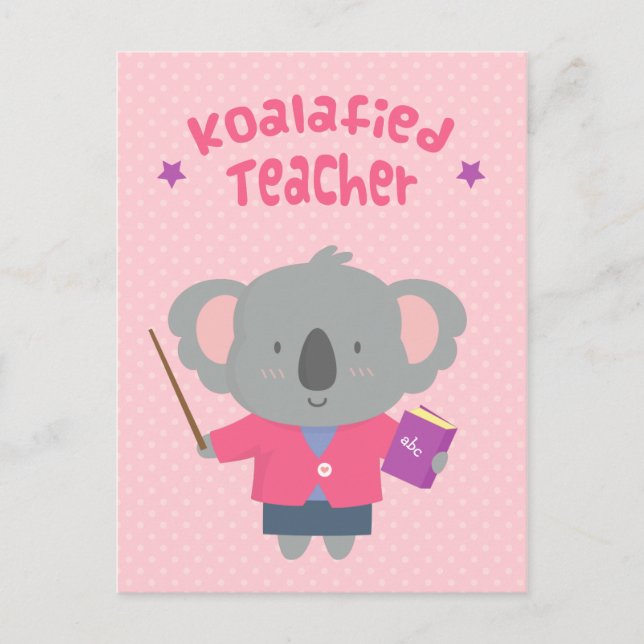 Carte Postale Mignon Enseignant Koala Ours Amusant Jeu de Mots (Devant)