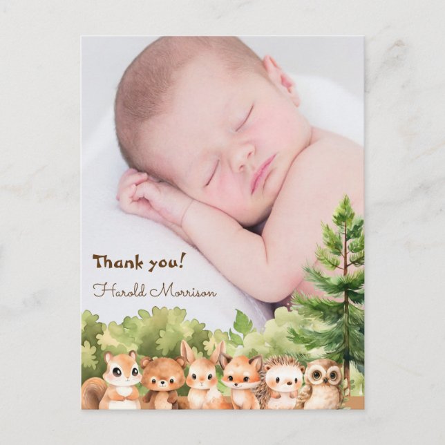 Carte Postale Mignon et élégant Baby Shower Merci (Devant)