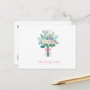 Carte postale Mignon floral Tu me manques !