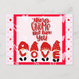 Carte Postale Mignon Gnome Drôle Saint Valentin Cœurs Amour