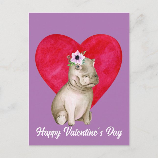 Carte Postale Mignon Hippo Valentine (Devant)