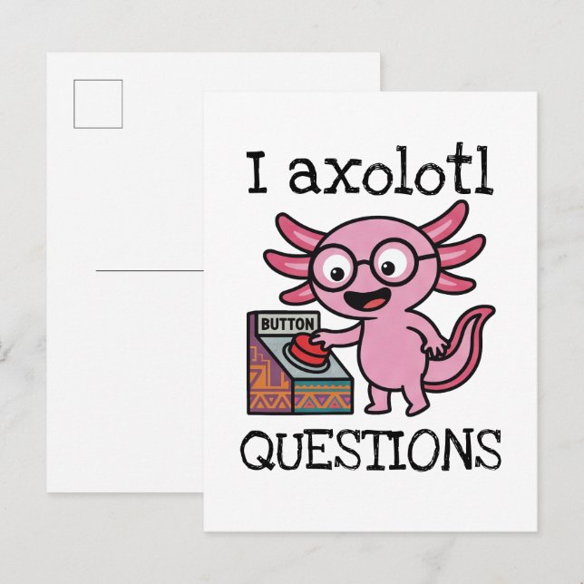 Carte Postale Mignon Je me pose des questions de axolotl aztèque (Devant / Derrière)