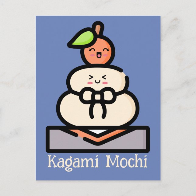 Carte Postale Mignon Kawaii Kagami Mochi (Devant)