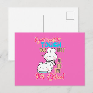 Carte Postale Mignon Lapin Drôle Je Veux Juste Toucher Ton Cul