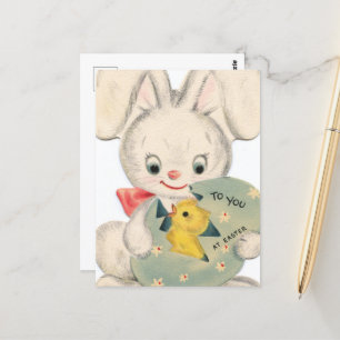 Carte Postale mignon lapin vintage de Pâques rétro