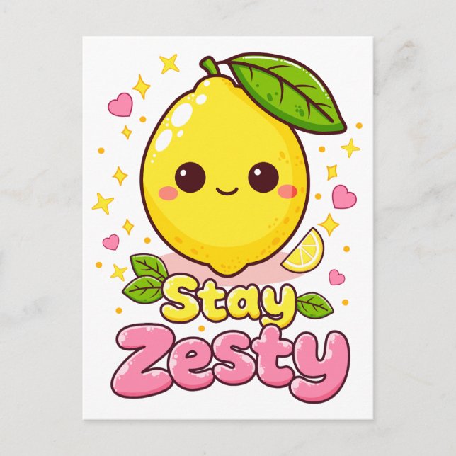 Carte Postale Mignon Lemon Kawaii “Restez Pétillant” (Devant)