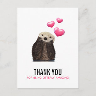 Carte Postale Mignon loutre avec des cœurs de la Saint-Valentin 