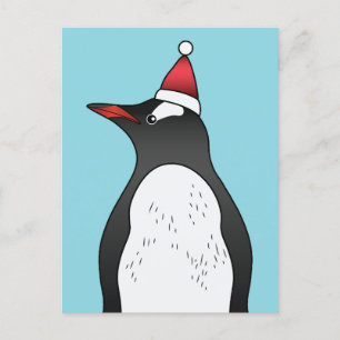 Carte Postale Mignon Manchot Gentoo portant un chapeau de Père N