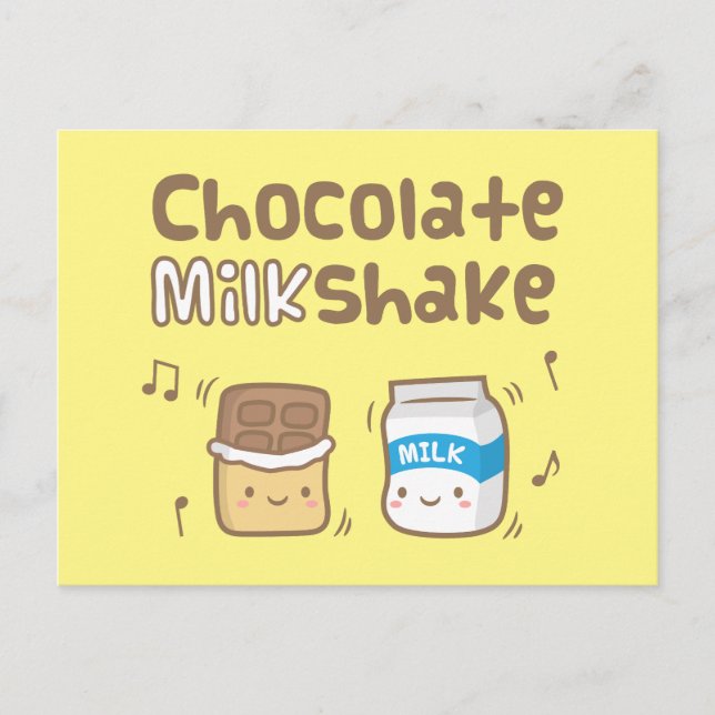 Carte Postale Mignon Milkshake Au Chocolat Doodle Pour Elle (Devant)