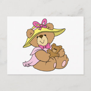 Carte Postale Mignon ours en peluche avec bonnet de printemps